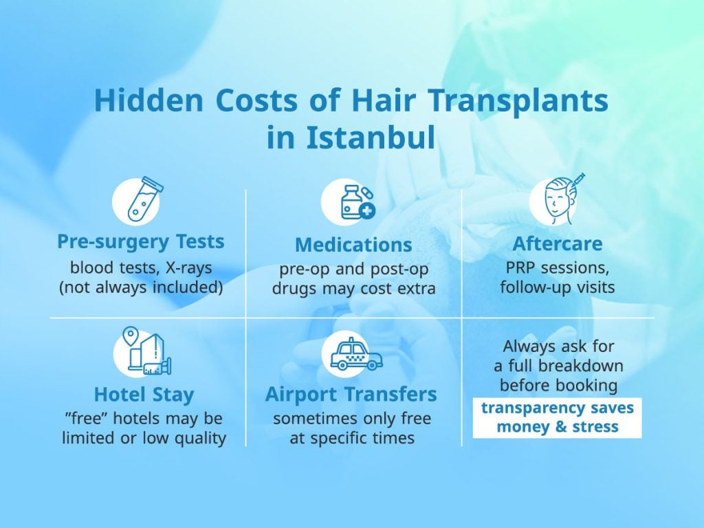 Visual checklist of hidden hair transplant costs in Turkey